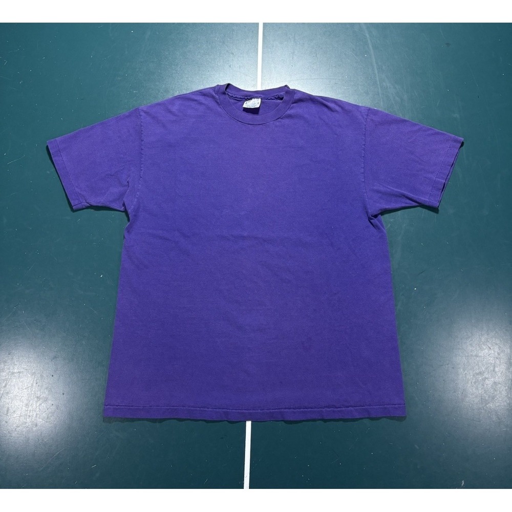 Vtg Blank T-Shirt Mens Large Faded Purple Hanes Beefy Tee Single Stitch USA 90s